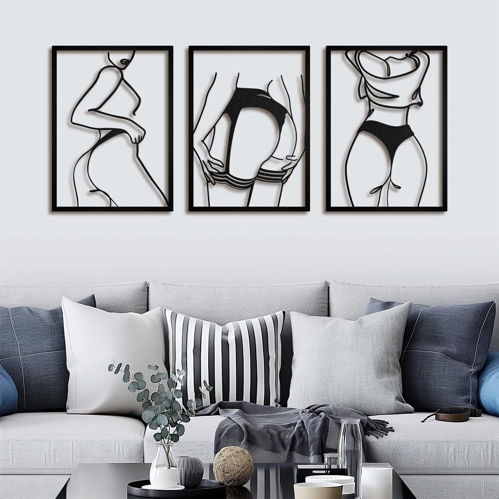 9908 3D Metal Wall Art Decor - Moon Girl Modern Wall Decor for Living Room